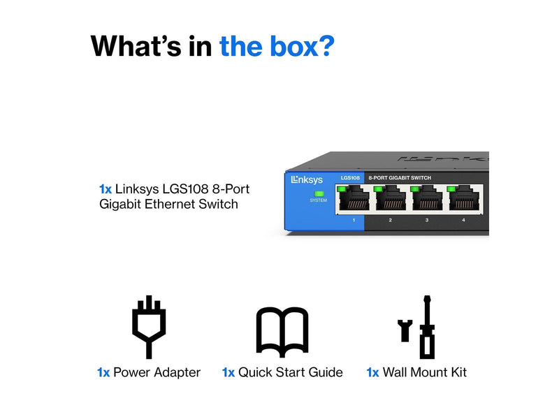 Linksys LGS108 8-Port Business Desktop Gigabit Switch
