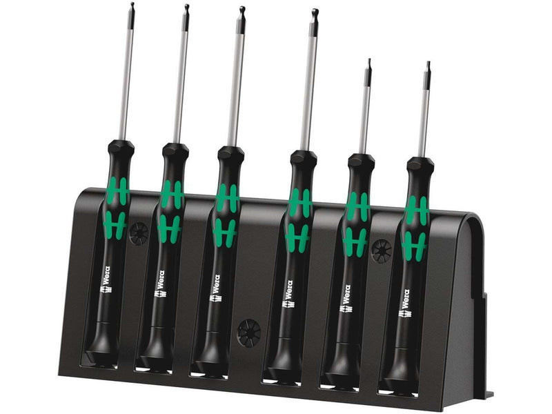 Wera 2052/6 Elektroniker-Schraubendrehersatz + Rack, 6-teilig
