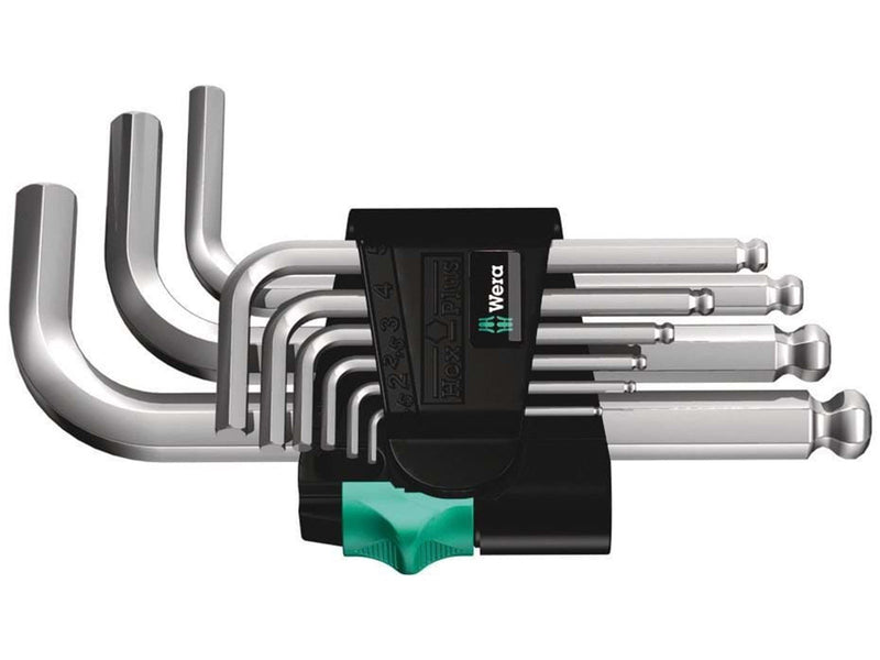 Wera 950 PKS/9 SM N Winkelschlüsselsatz, metrisch, gestellverchromt, 9-teilig
