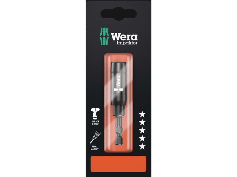 Wera 897/4 IMP R SB Impaktor Halter mit Ringmagnet und Sprengring, 1/4 Zoll x 75 mm