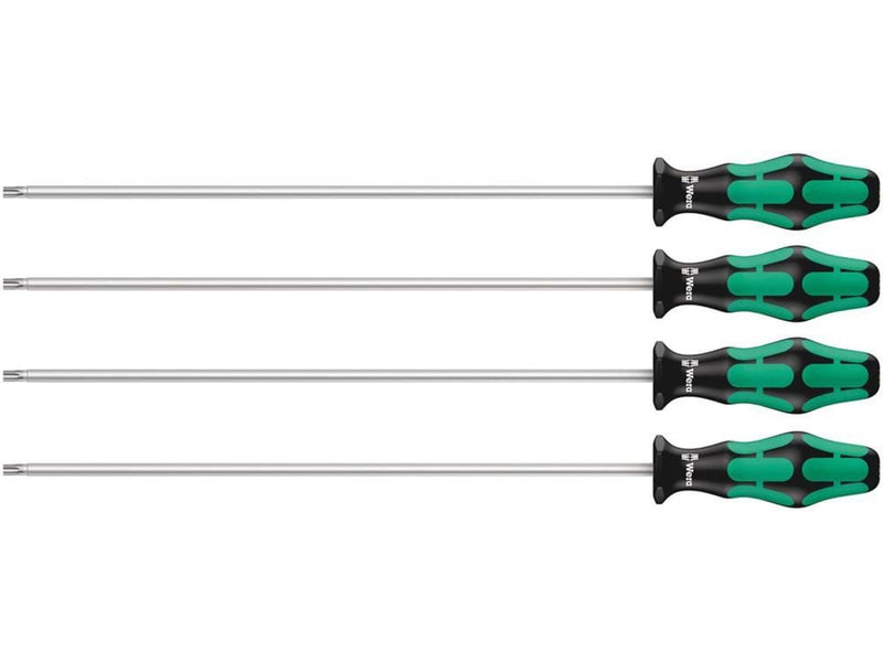 Wera 367/4 TORX® HF Kraftform Plus Schraubendrehersatz mit Haltefunktion mit 300 mm langen Klingen, 4-teilig