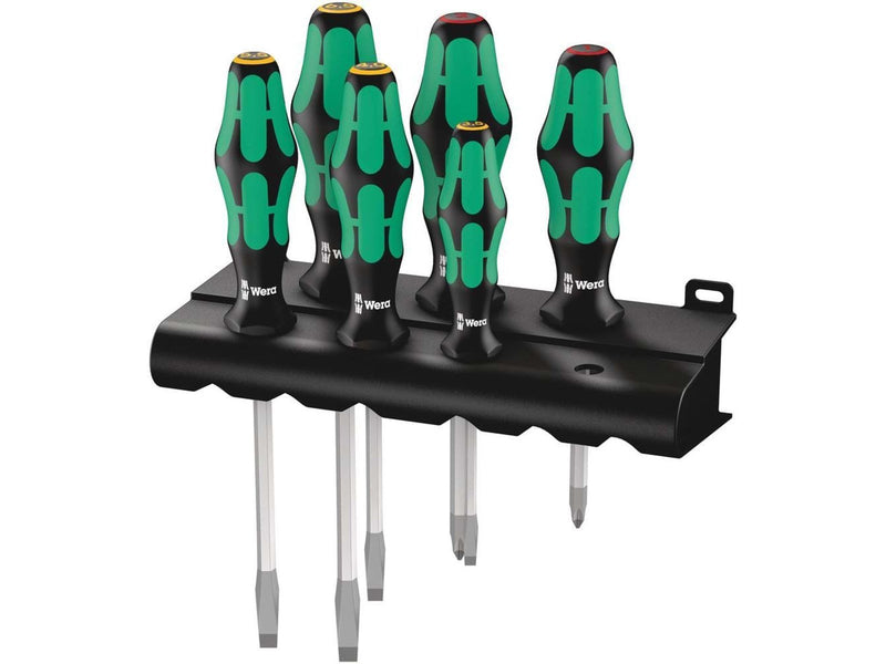 Wera 334 SK/6 Rack Schraubendrehersatz Kraftform Plus Lasertip + Rack, 6-teilig