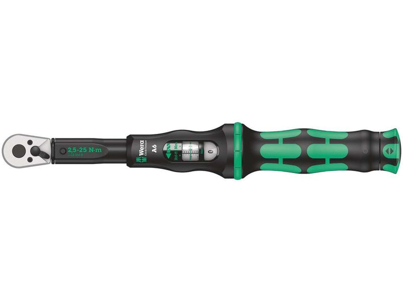 Wera Click-Torque A 6 Drehmomentschlüssel mit Umschaltknarre, 1/4 Zoll Sechskant, 2.5 - 25 Nm