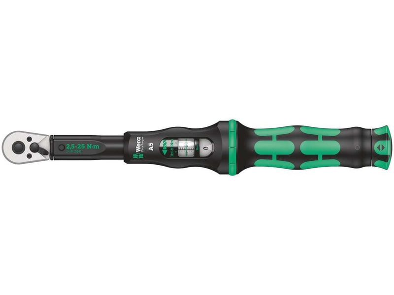 Wera Click-Torque A 5 Drehmomentschlüssel mit Umschaltknarre, 1/4 Zoll Vierkant, 2.5 - 25 Nm