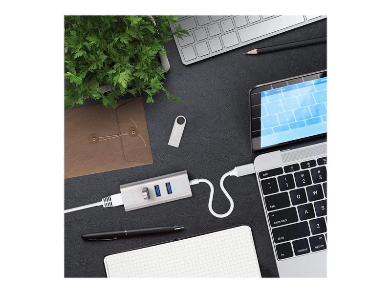Satechi USB-C Aluminium hub - 3 port USB 3.0 + Ethernet Silver USB-Hubs - USB 3.0 - 3 - silber