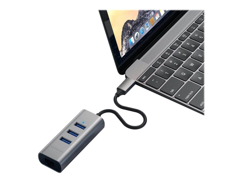Satechi Type-C 2-in-1 USB Hub (with Ethernet) USB-Hubs - USB 3.0 - 3 - Grau
