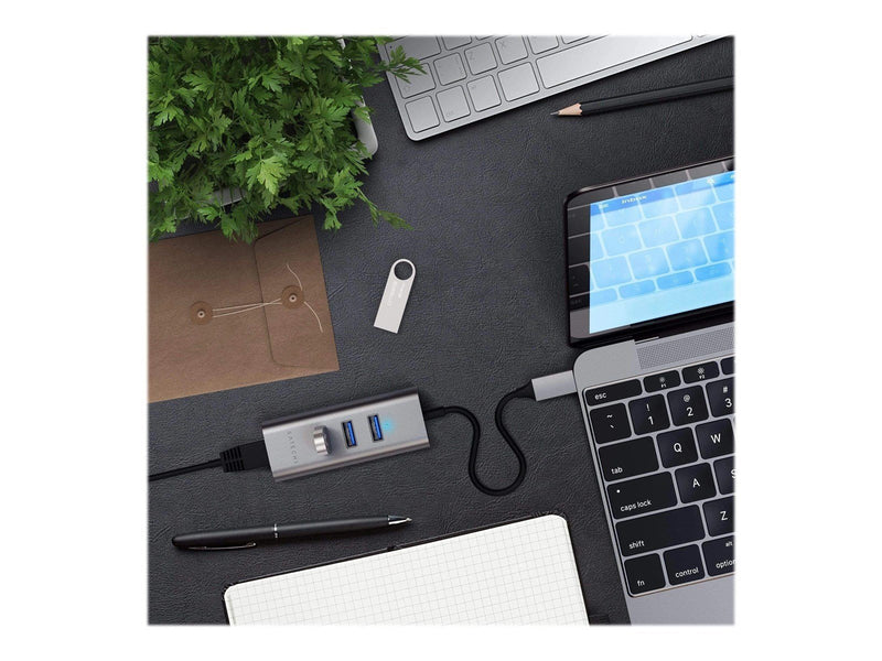 Satechi Type-C 2-in-1 USB Hub (with Ethernet) USB-Hubs - USB 3.0 - 3 - Grau