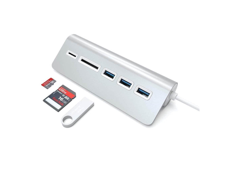 Satechi Aluminum USB 3.0 Hub & Card Reader Silver USB-Hubs - USB 3.0 - 3 - silber