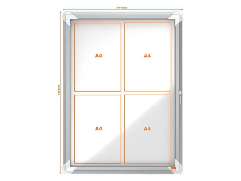 Nobo Premium Plus Schaukasten für den Innenbereich 4 x A4, magnetisch, Klapptür