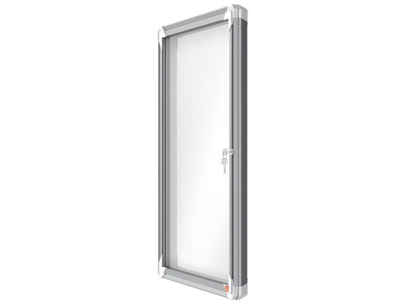 Nobo Premium Plus Schaukasten für den Außenbereich 4 × A4, weiße, magnetische Metall-Rückwand, Klapptür