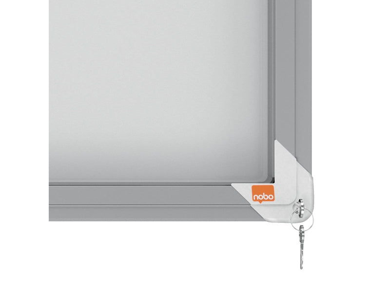 Nobo Premium Plus Schaukasten für den Außenbereich 4 × A4, weiße, magnetische Metall-Rückwand, Klapptür