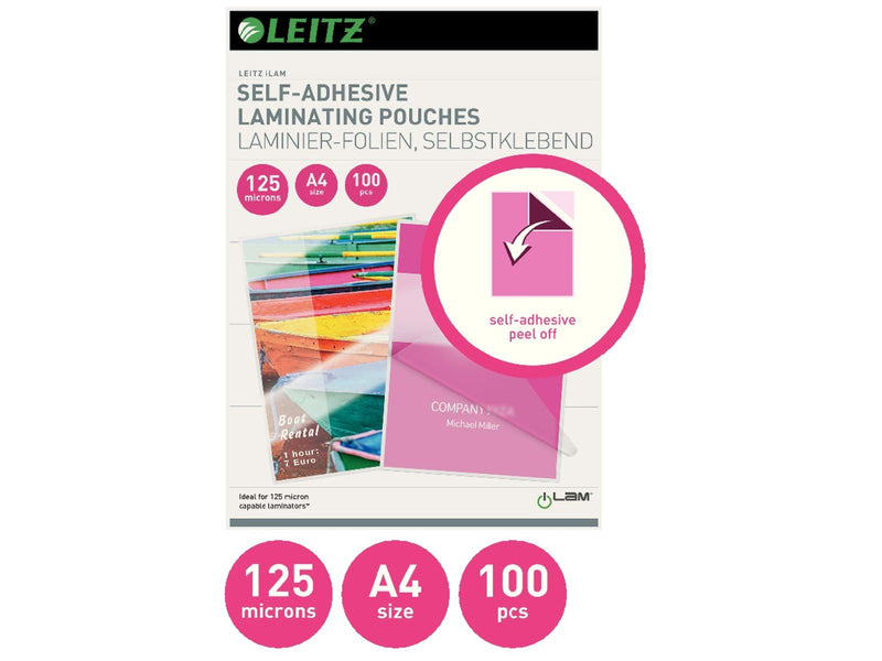 Leitz iLAM Heißlaminierfolien Selbstklebend A4, 125 mic
