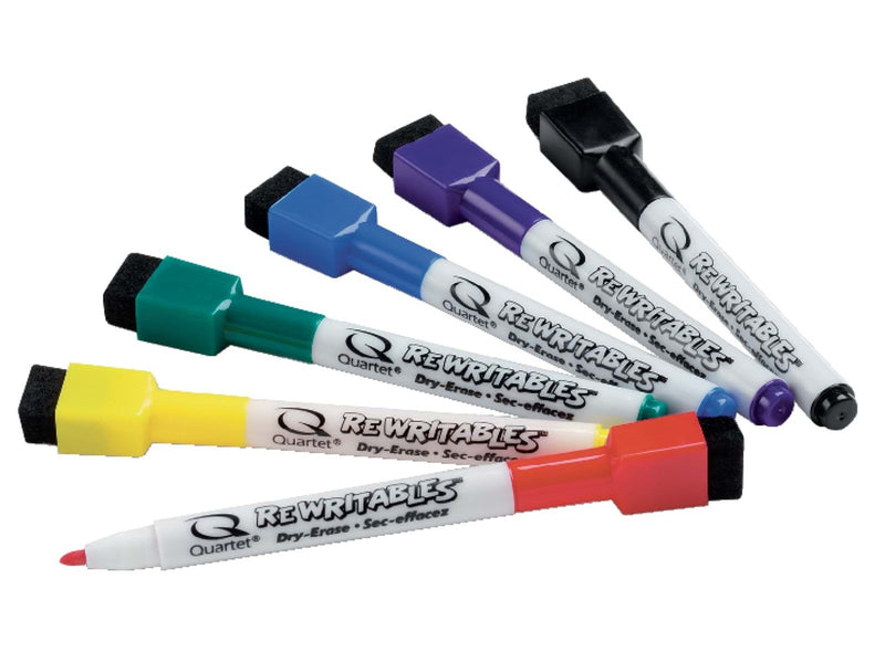 Nobo Quartet ReWritables - Marker - Black, Red, Blue, Green, Yellow, Purple (Pack of 6)