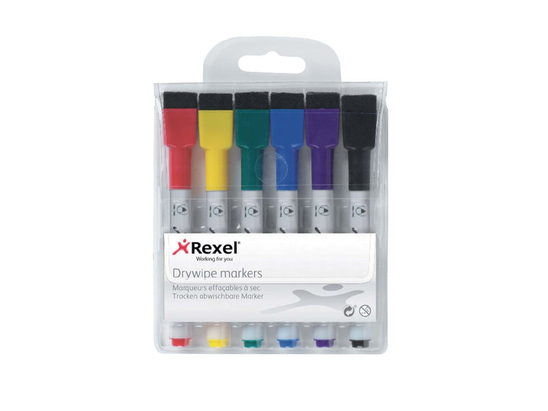 Nobo Quartet ReWritables - Marker - Black, Red, Blue, Green, Yellow, Purple (Pack of 6)