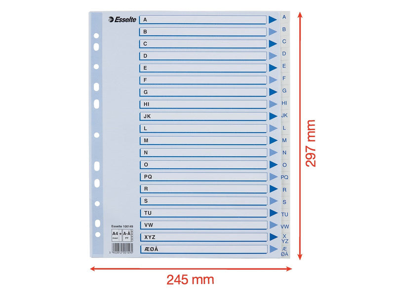 Esselte Indices  PP A4 Maxi A-Å White