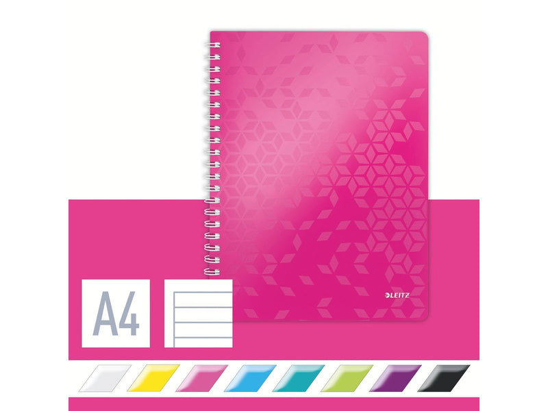 Leitz  WOW Collegeblock A4 liniert, spiralgebunden mit PP-Einband Pink