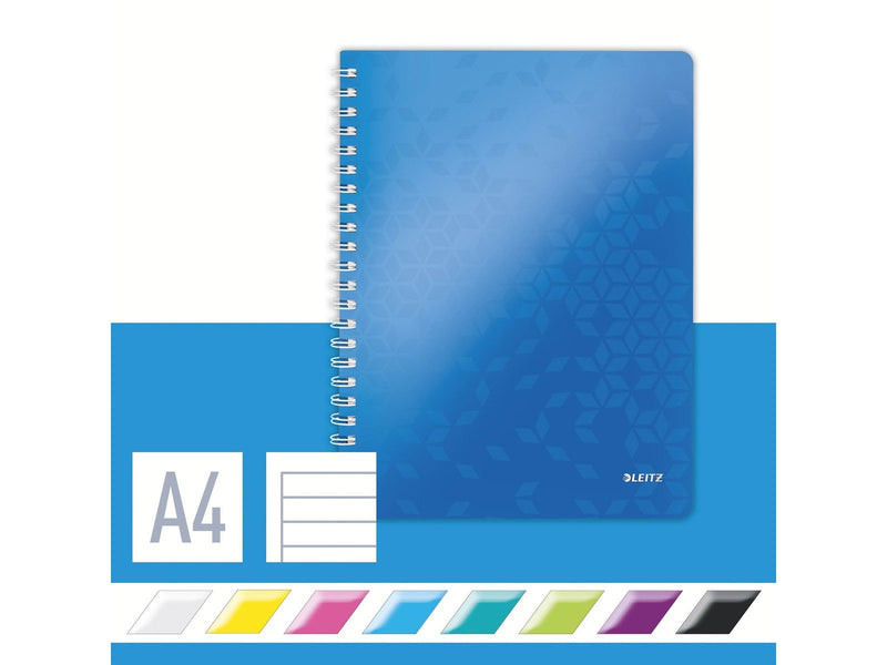 Leitz  WOW Collegeblock A4 liniert, spiralgebunden mit PP-Einband Blau