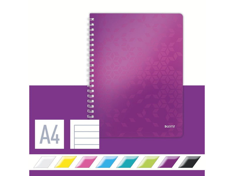 Leitz  WOW Collegeblock A4 liniert, spiralgebunden mit PP-Einband Violett
