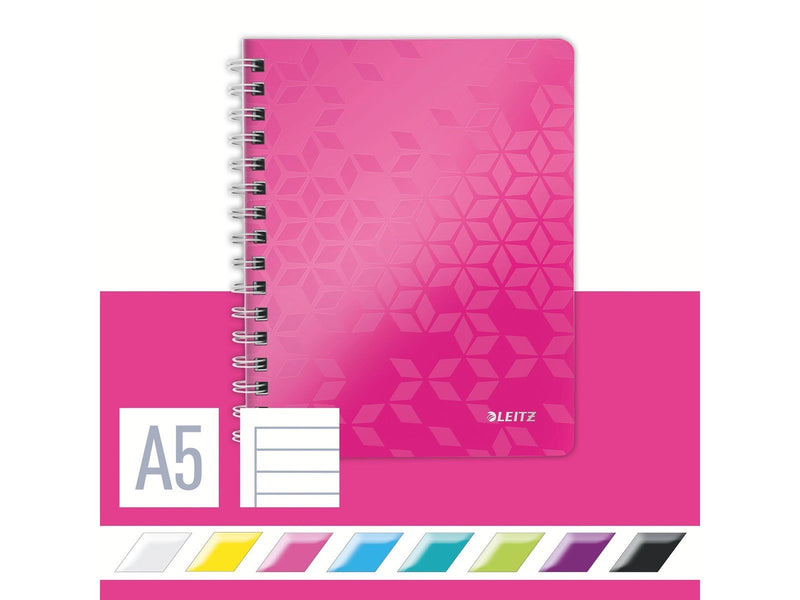 Leitz  WOW Collegeblock A5 liniert, spiralgebunden mit PP-Einband Pink