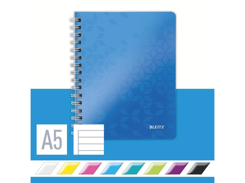 Leitz  WOW Collegeblock A5 liniert, spiralgebunden mit PP-Einband Blau