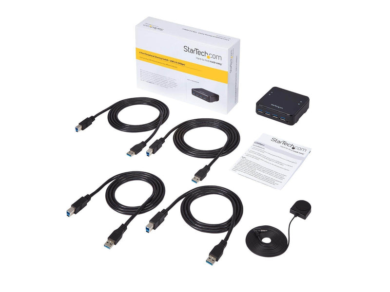 StarTech.com 4X4 USB 3.0 Peripheral Sharing Switch - For Mac / Windows / Linux - switch - 4 ports USB-Hubs - USB 3.0 - 4 - Schwa