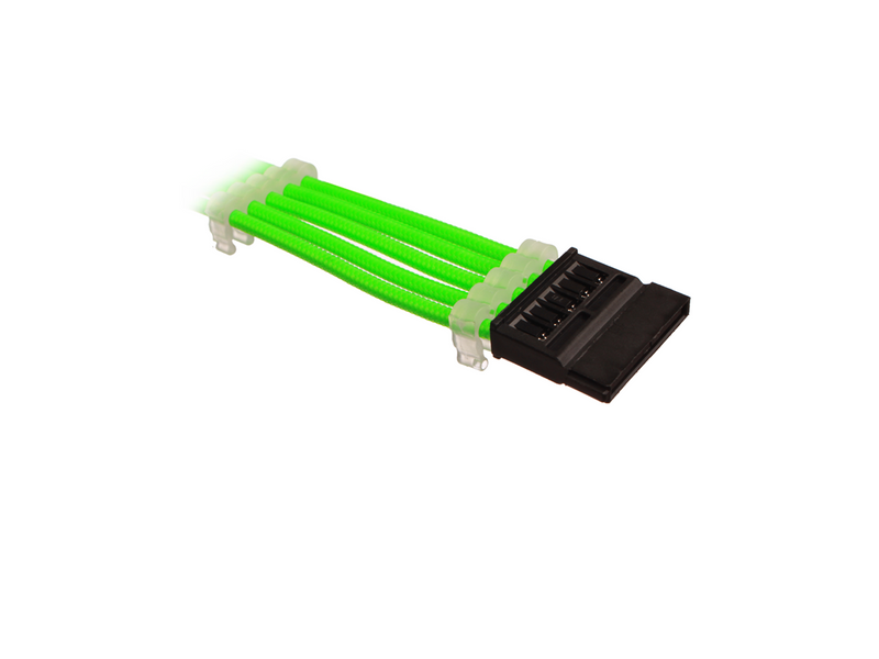DUTZO Sleeved SATA Power Extension cable - Grün