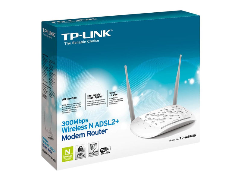 TP-Link N300 ADSL2+ Fast Ethernet Modem Router - Wireless router N Standard - 802.11n