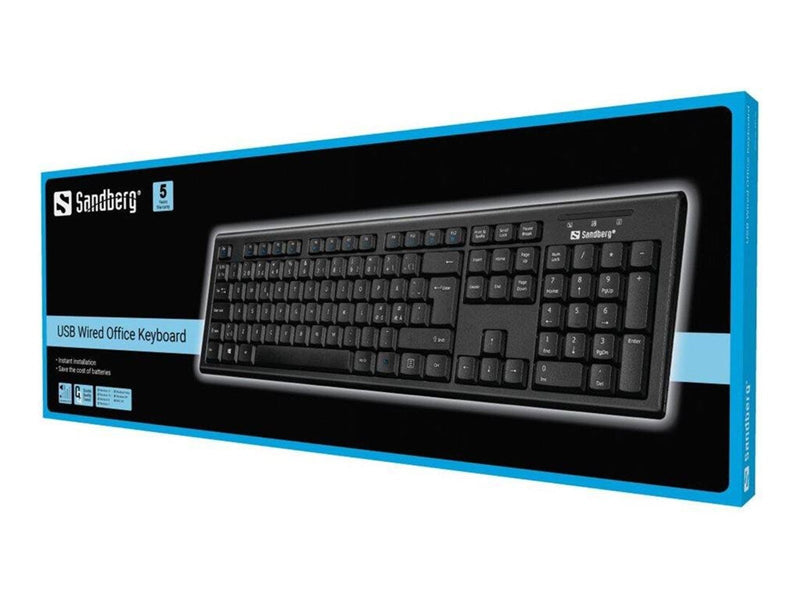 Sandberg USB Wired Office Keyboard - Tastaturen - Nordisch - Schwarz