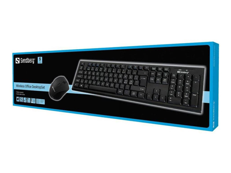 Sandberg Wireless Office Desktop Set - Tastatur & Maus Set - Nordisch - Schwarz