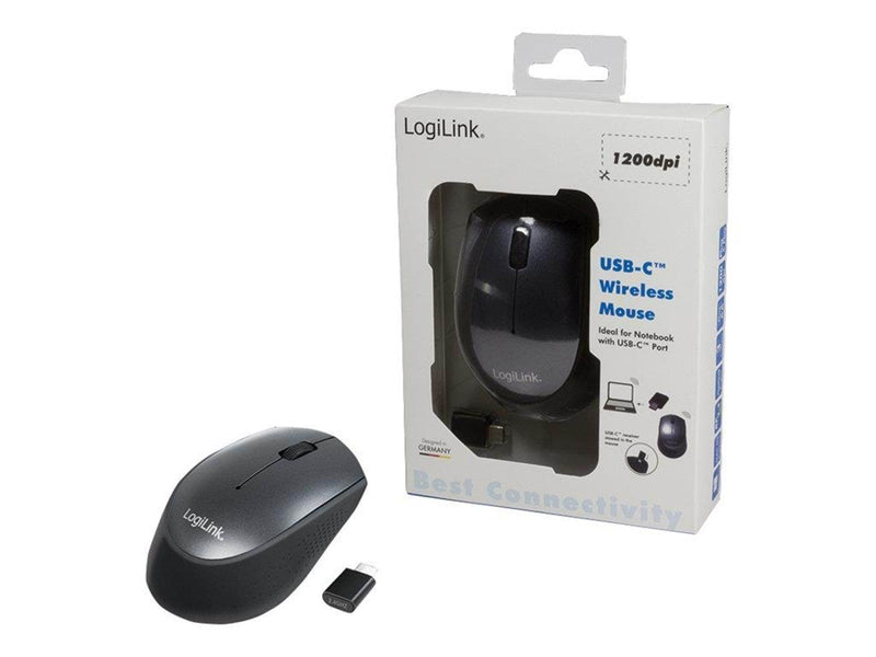 LogiLink Maus optisch 3D USB-C 3 Tasten 3200 dpi 2 - Maus (Grau)