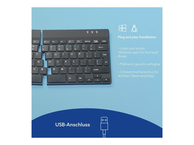 R-Go Tools R-Go Split Ergonomiske tastatur QWERTZ (DE) sort kablet - Tastaturen - Deutsch - Schwarz
