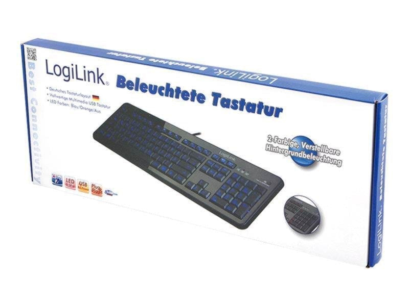 LogiLink Illuminated - Tastaturen - Deutsch - Schwarz