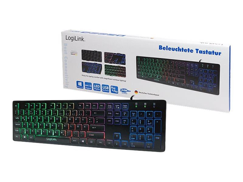 LogiLink Illuminated - Tastaturen - Deutsch - Schwarz