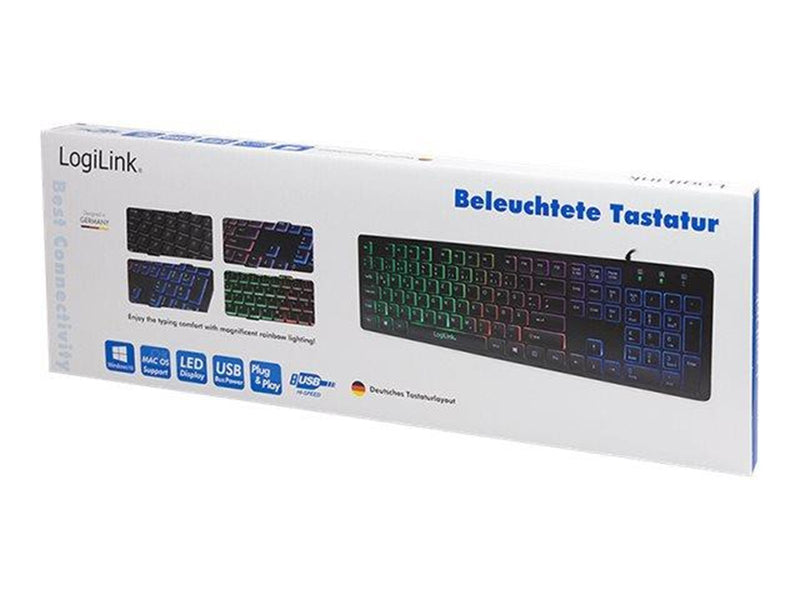 LogiLink Illuminated - Tastaturen - Deutsch - Schwarz