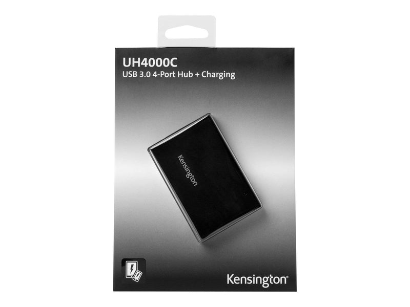 Kensington UH4000C USB 3.0 4-Port Hub mit Ladefunktion, schwarz USB-Hubs - 4 - Schwarz