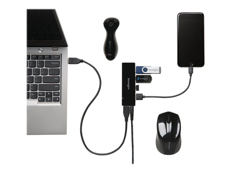 Kensington UH4000C USB 3.0 4-Port Hub mit Ladefunktion, schwarz USB-Hubs - 4 - Schwarz