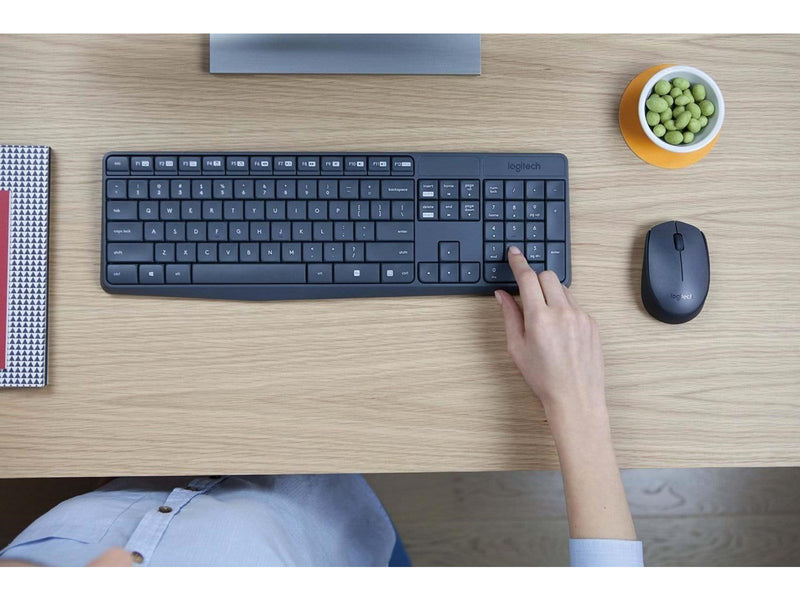 Logitech MK235 Wireless Combo - FR - Tastatur & Maus Set - Französisch - Grau