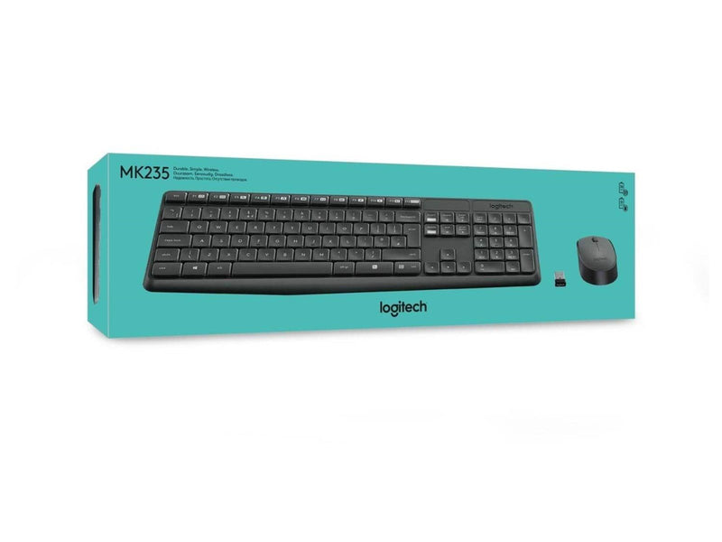 Logitech MK235 Wireless Combo - FR - Tastatur & Maus Set - Französisch - Grau