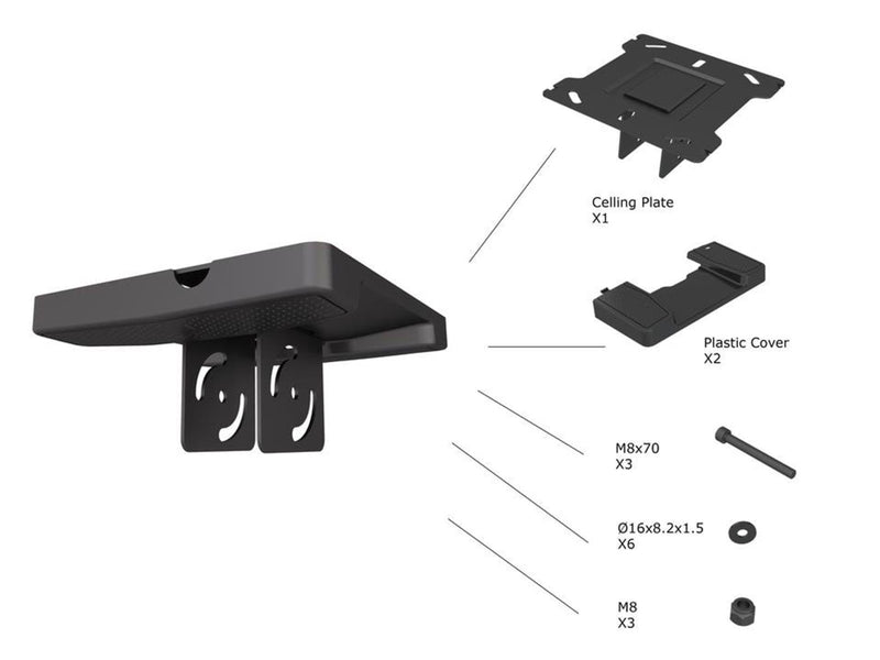Multibrackets Ceiling Plate with Plastic Cover Black 90 kg