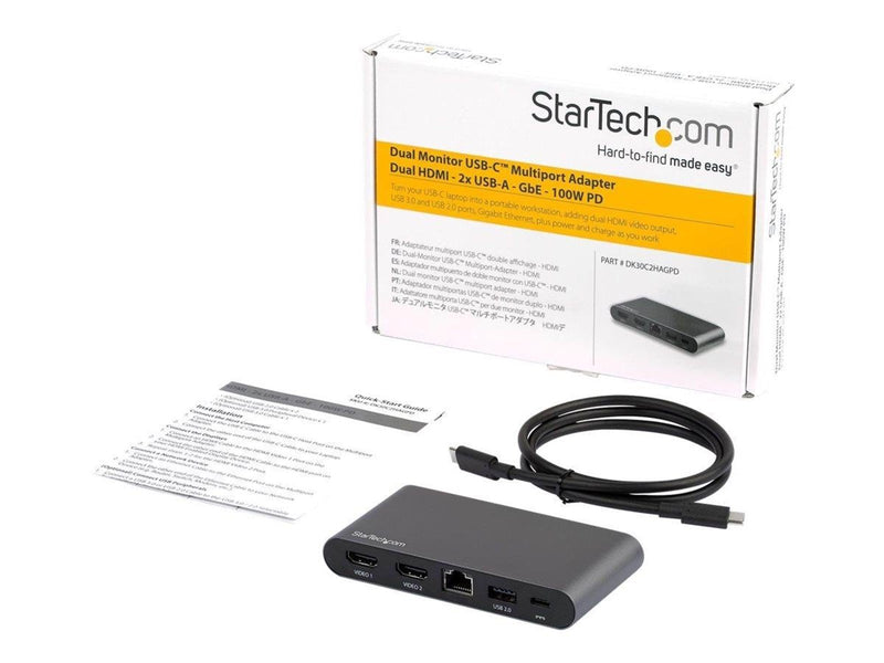 StarTech.com USB-C Multiport Adapter - 2 x 4K HDMI - docking station - 2 x HDMI