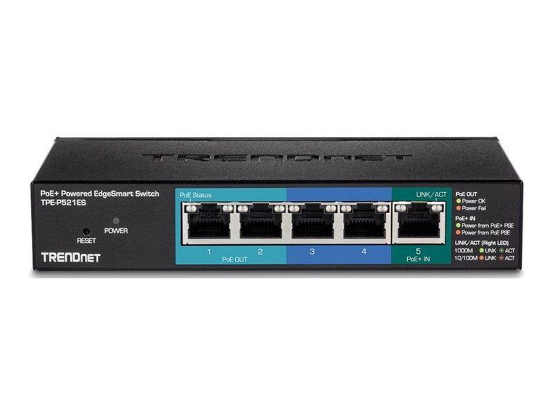TRENDnet TPE-P521ES 5-Port Gigabit PoE+ Powered EdgeSmart Switch with PoE Pass Through