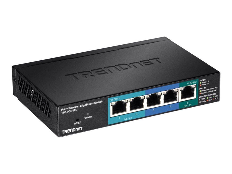 TRENDnet TPE-P521ES 5-Port Gigabit PoE+ Powered EdgeSmart Switch with PoE Pass Through