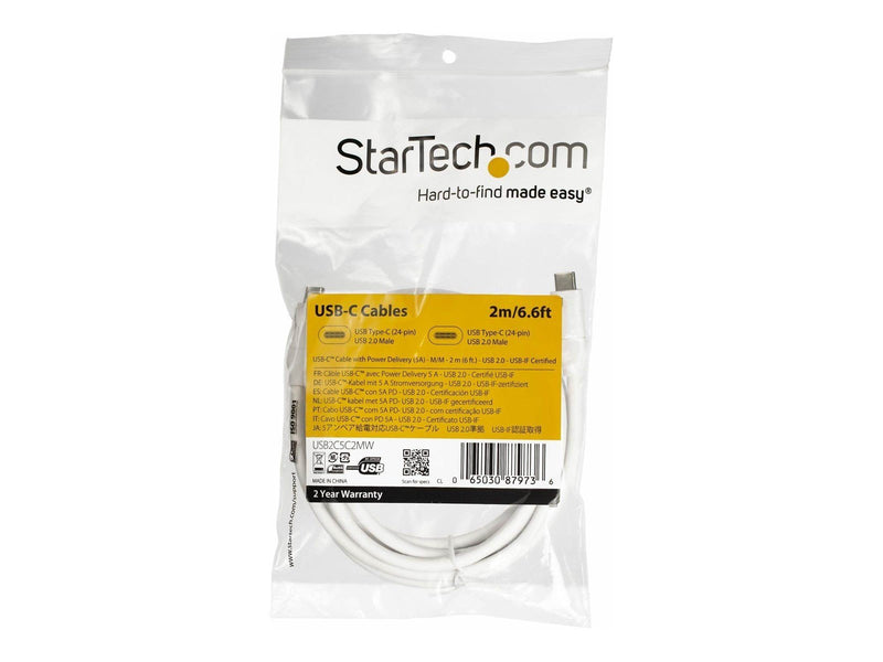 StarTech.com 2m 6ft USB C to USB C Cable - 5A PD - USB 2.0 USB-IF Certified - USB-C cable - 2 m