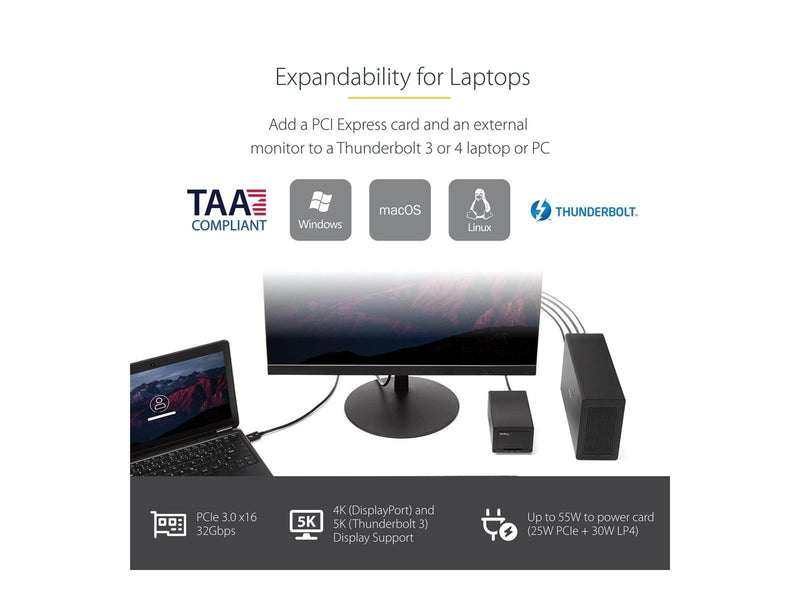 StarTech.com Thunderbolt 3 PCIe Expansion Chassis with DisplayPort - PCIe x16 - system bus extender - DP