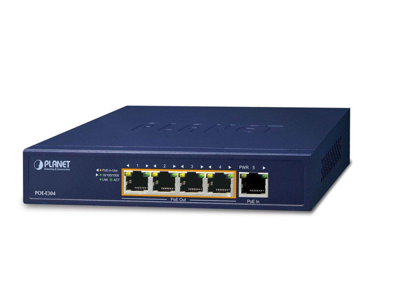 PLANET POE-E304 1-Port 802.3bt PoE++ to 4-Port 802.3af/at Gigabit PoE Extender