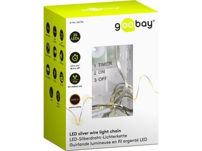 Pro Silver wire light chain with 20 LEDs incl. timer