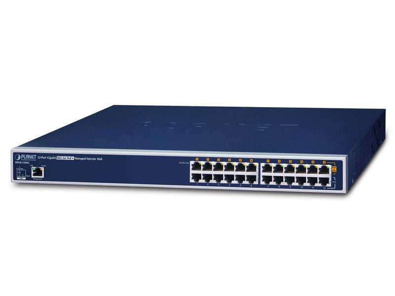PLANET HPOE-1200G 12-Port Gigabit IEEE 802.3at PoE+ Managed Injector Hub
