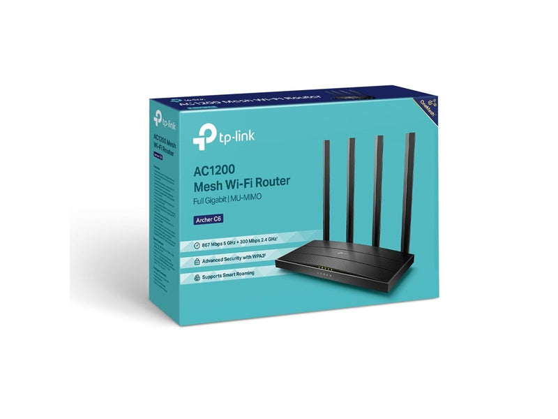 TP-Link Archer C6 AC1200 Wireless MU-MIMO Gigabit Router - Wireless router Wi-Fi 5