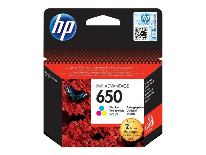 HP 650 / CZ102AE Tri-color - Tintenpatrone Farbe (Farbstoffbasiertes Cyan, Farbstoffbasiertes Gelb)