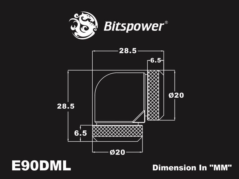 Bitspower Multi-Link Adapter 90-Degree - Carbon Black (Hard Tube)